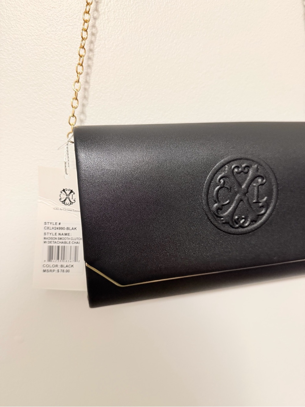 NWT Christian Lacroix CXL Black Crossbody Clutch Purse Gold Chain Wallet - Picture 4 of 5